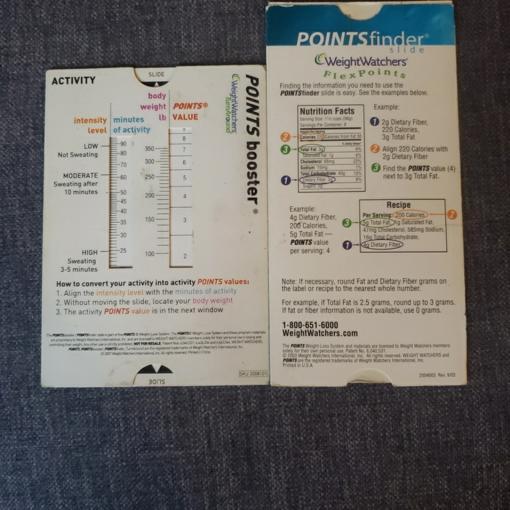 Weight Watchers Flex Points Slider and Booster Slider